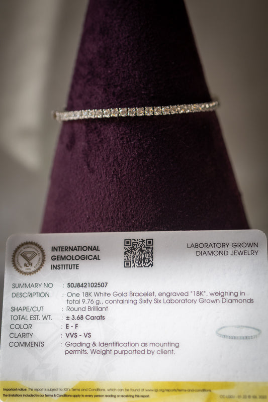 Tennis Bracelet 66pcs 3.68ct 18k