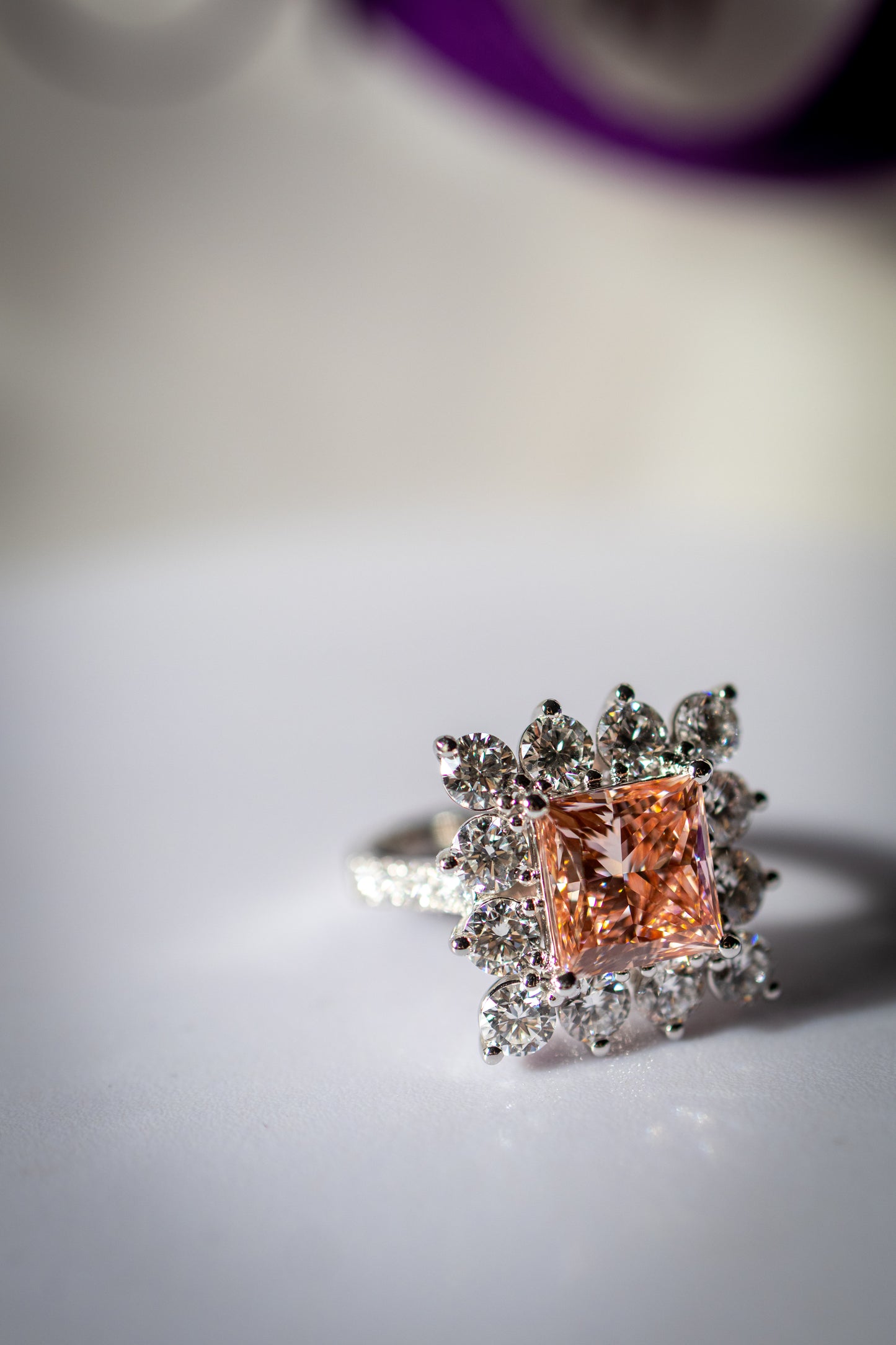 Fancy Vivid Pink Princess 5.01ct VS1 14k Diamond Ring