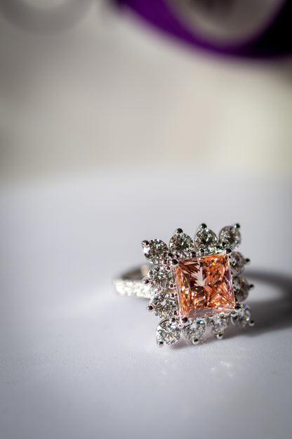 Fancy Vivid Pink Princess 5.01ct VS1 14k Diamond Ring