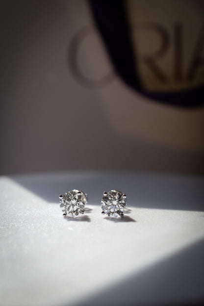 Classic Stud Round Earrings 1.52ct E VS1