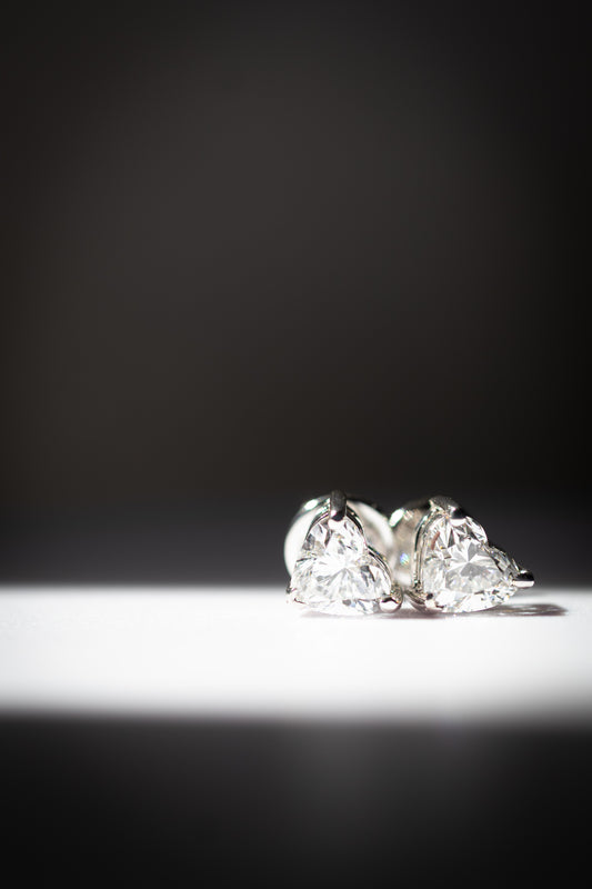 Classic Stud Earrings (Heart) 1ct