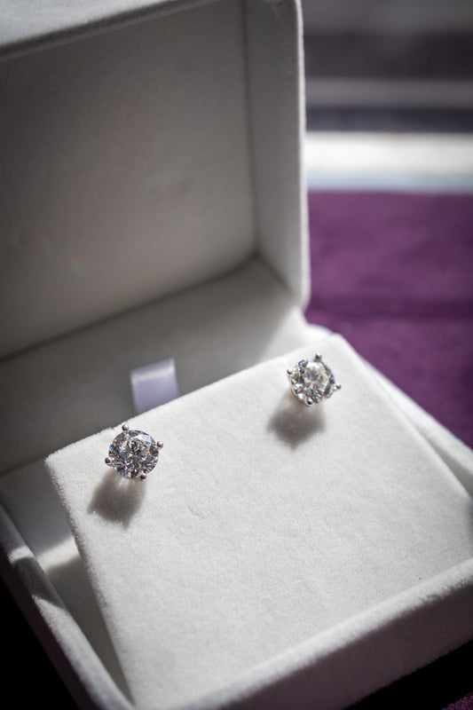 Classic Stud Round Earrings 1.50ct E VS1