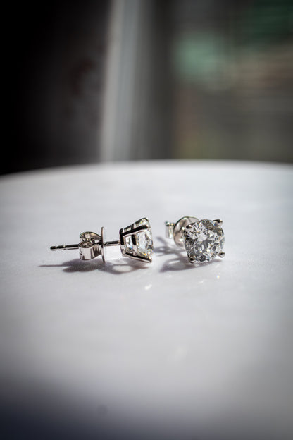 Classic Stud Round Earrings 1.50ct E VS1