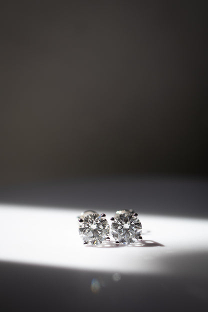 Classic Stud Round Earrings 1.52ct E VS1