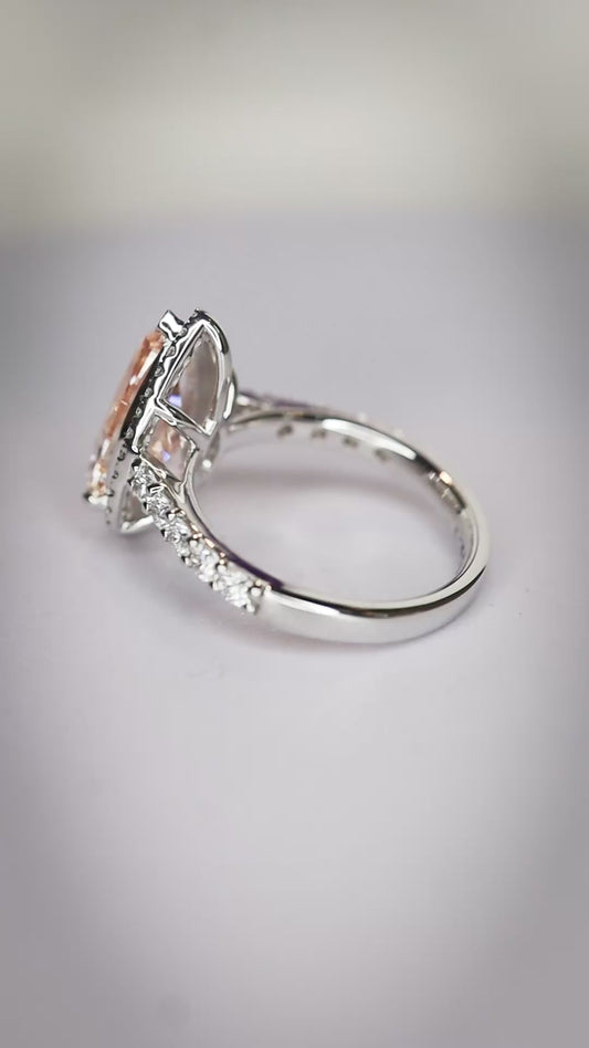 Fancy Vivid Pink Pear 4.00ct VS1 14k Diamond Ring